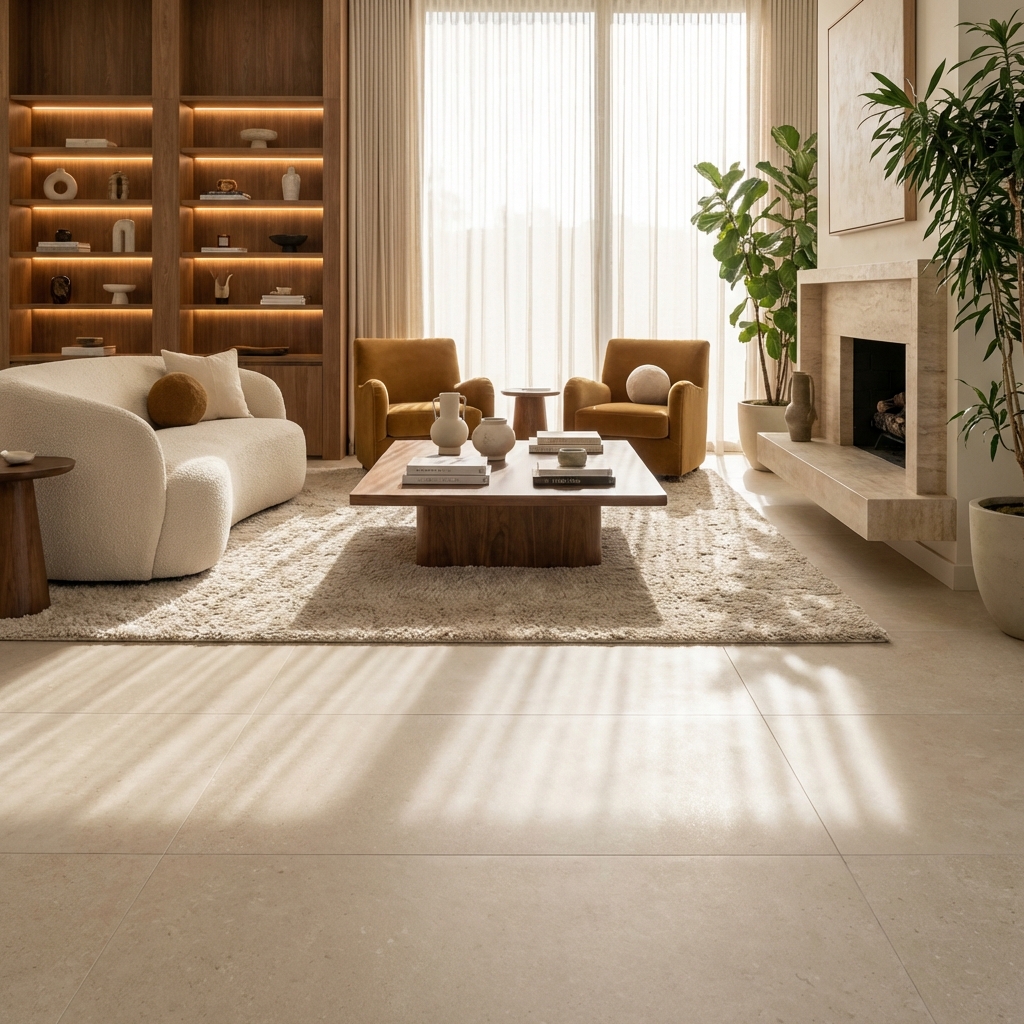 Sala de Estar: Tendências de Porcelanato para 2026